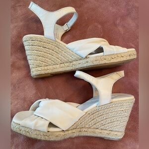 Jutelita square toe white espadrille wedges size 38 crossover
